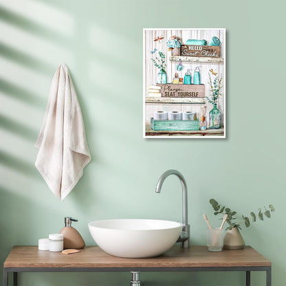 Moderne Bauernhaus Badezimmer Wandbilder Libelle Blumen Leinwandbilder