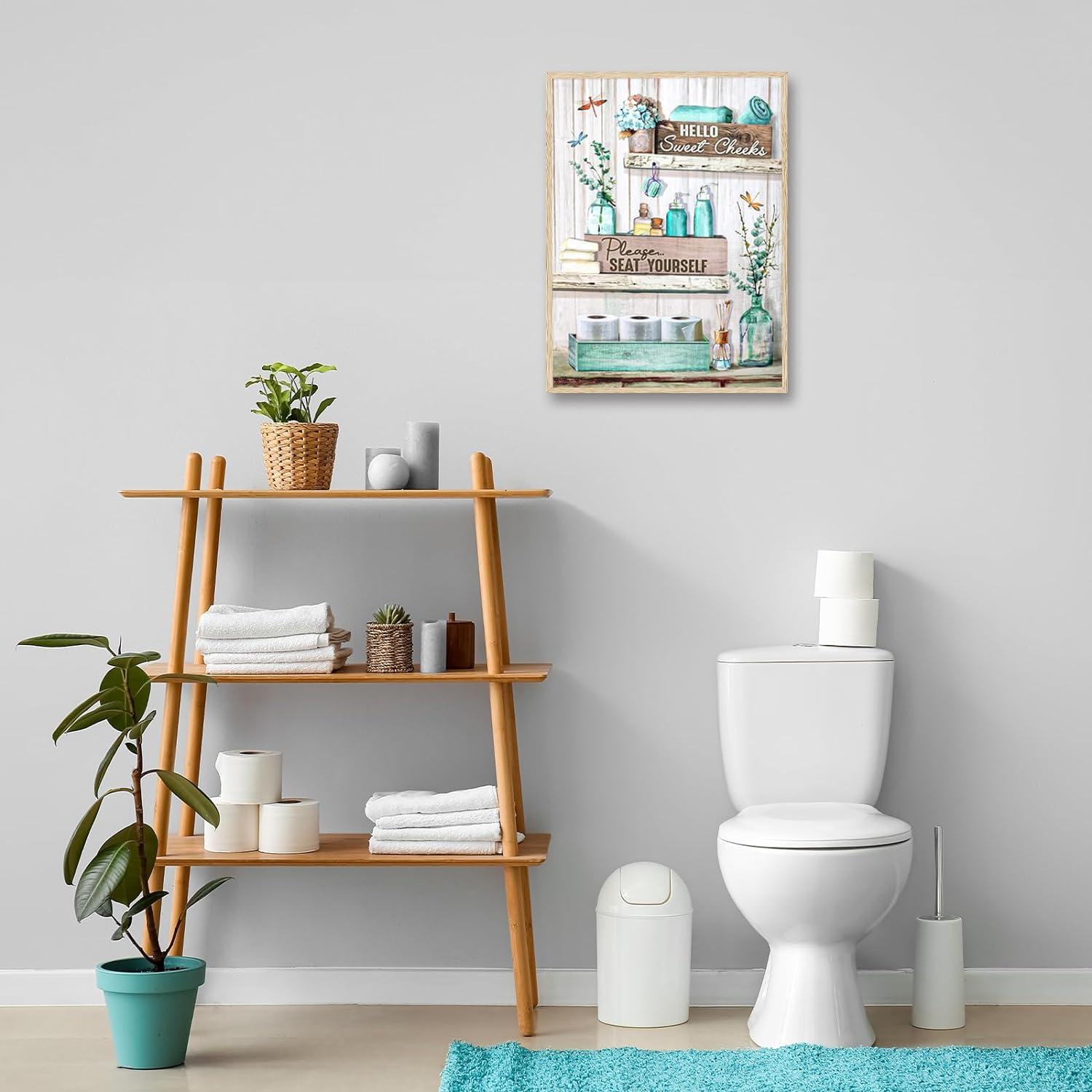 Bauernhaus Badezimmer Wandbilder Libelle Blumen Leinwand 30x40 ohne Rahmen