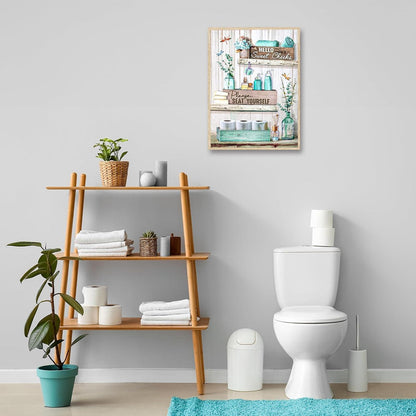 Bauernhaus Badezimmer Wandbilder Libelle Blumen Leinwand 30x40 ohne Rahmen