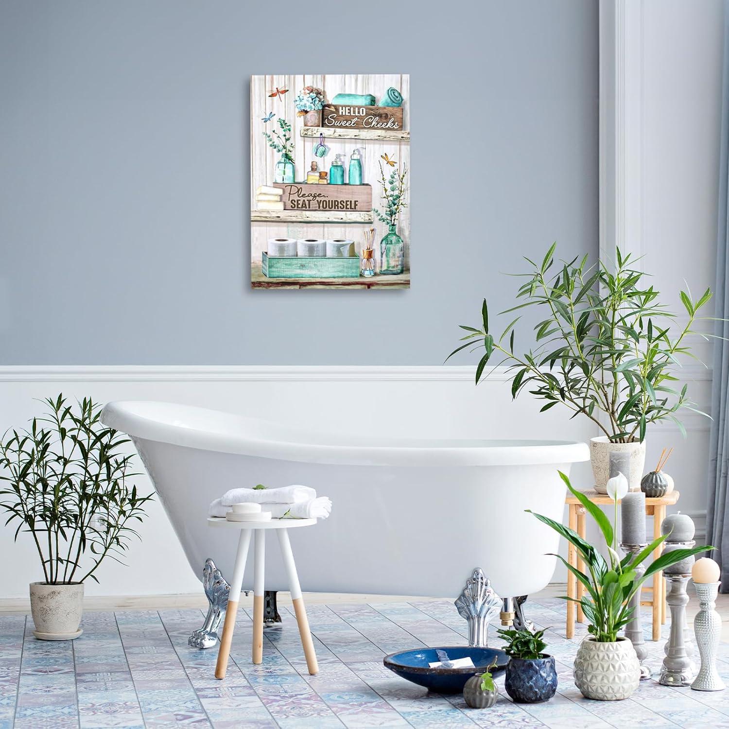 Bauernhaus Badezimmer Wandbilder Libelle Blumen Deko 30x40cm