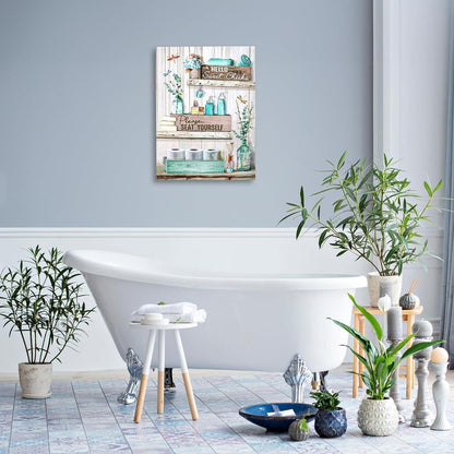 Bauernhaus Badezimmer Wandbilder Libelle Blumen Deko 30x40cm