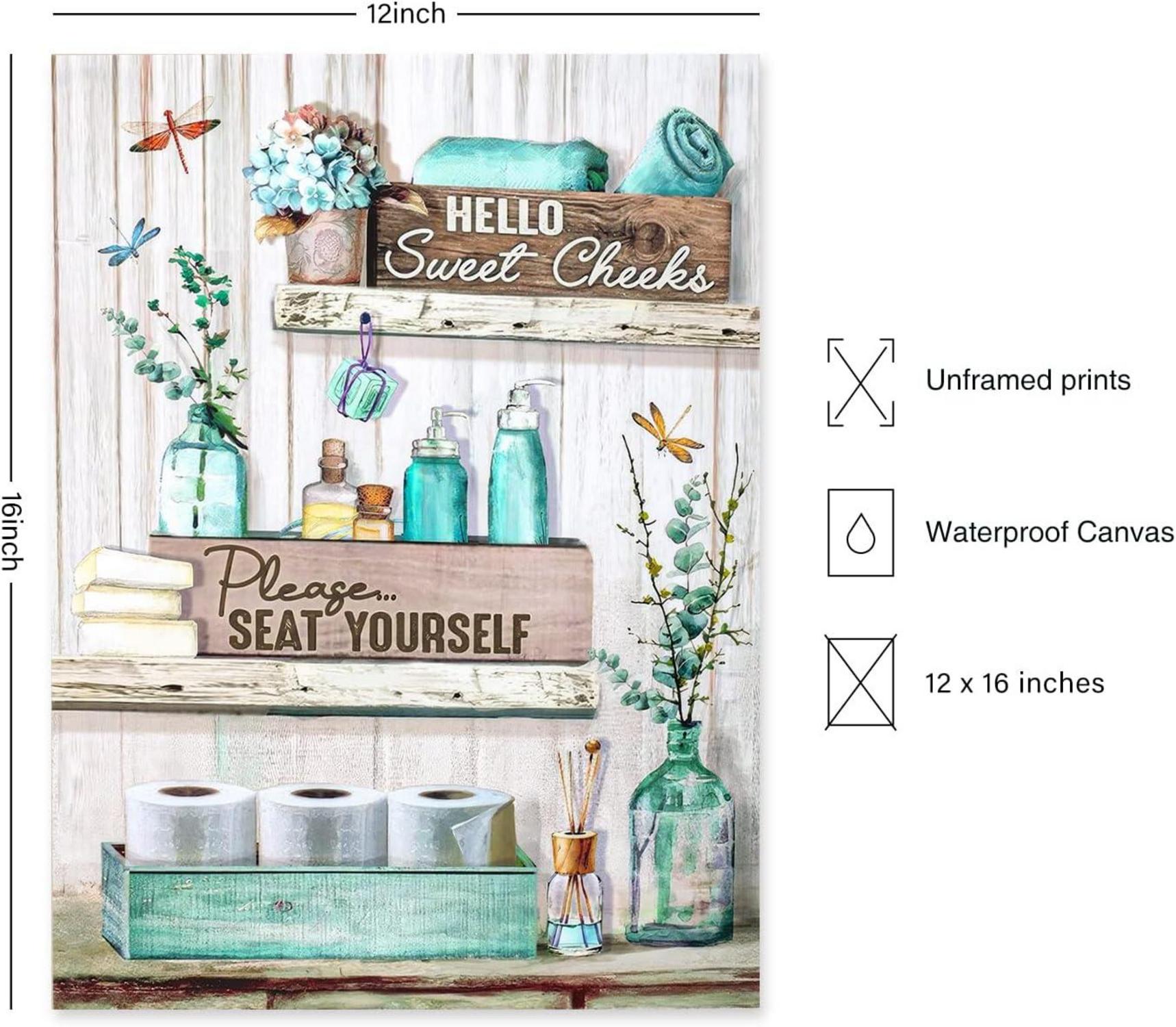 Bauernhaus Badezimmer Wandbilder Libelle Blumen Deko 30x40cm