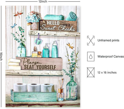 Bauernhaus Badezimmer Wandbilder Libelle Blumen Deko 30x40cm