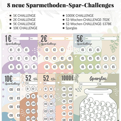 Budget Planner A6 Sparchallenge Budgetplaner mit Haushaltsbuch