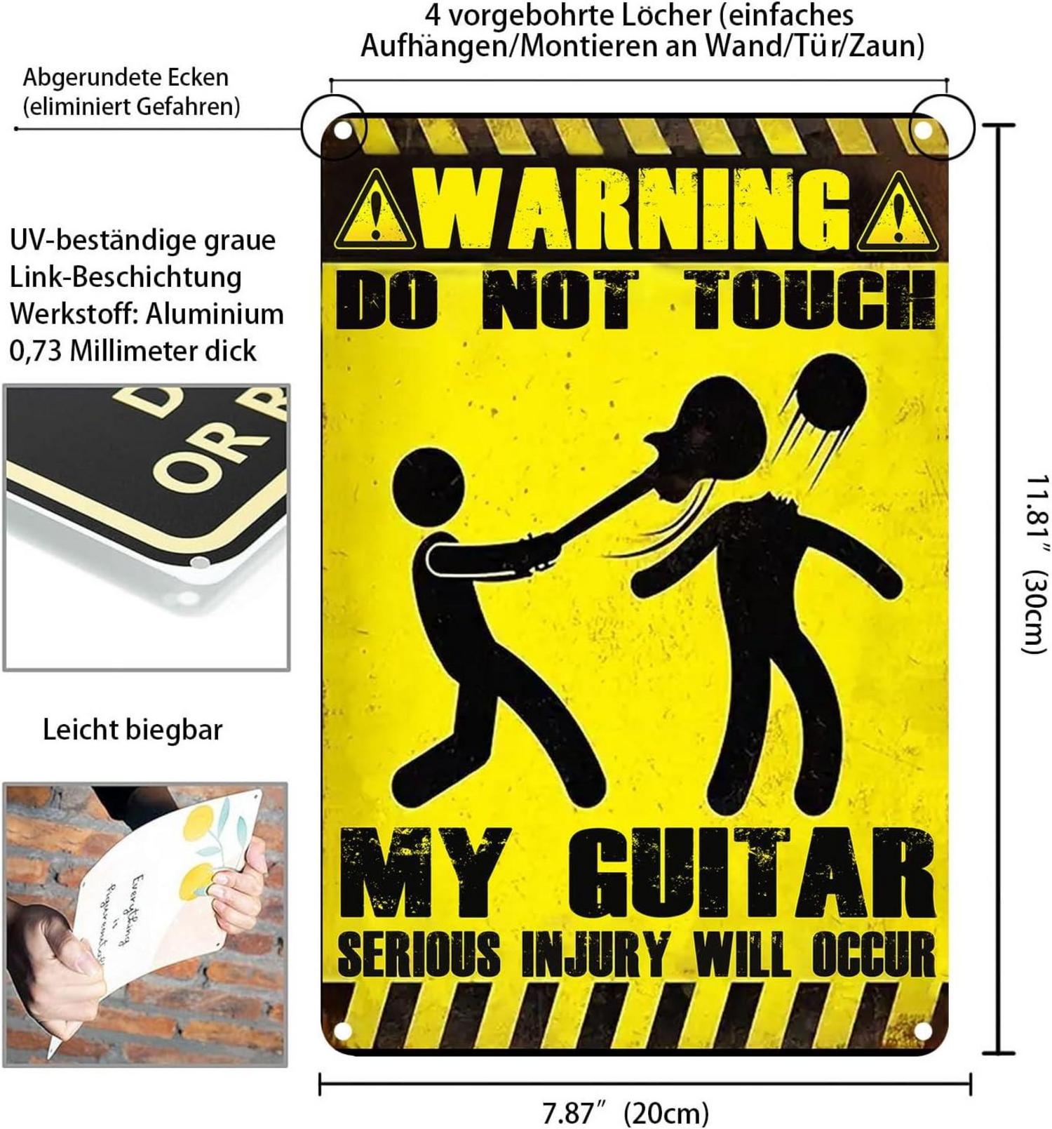 Yiruhe Warning Do Not Touch My Guitar Schild Vintage Metall