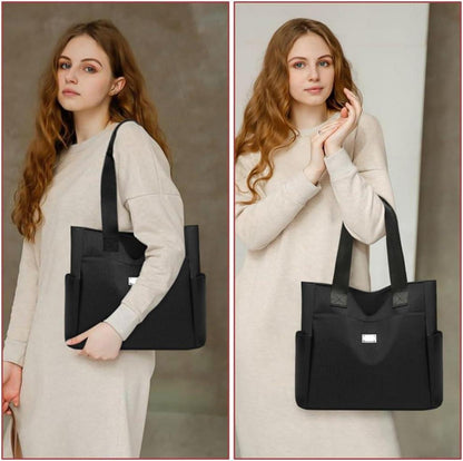 Damen Nylon Umhängetasche Schwarz Schultertasche Reißverschluss