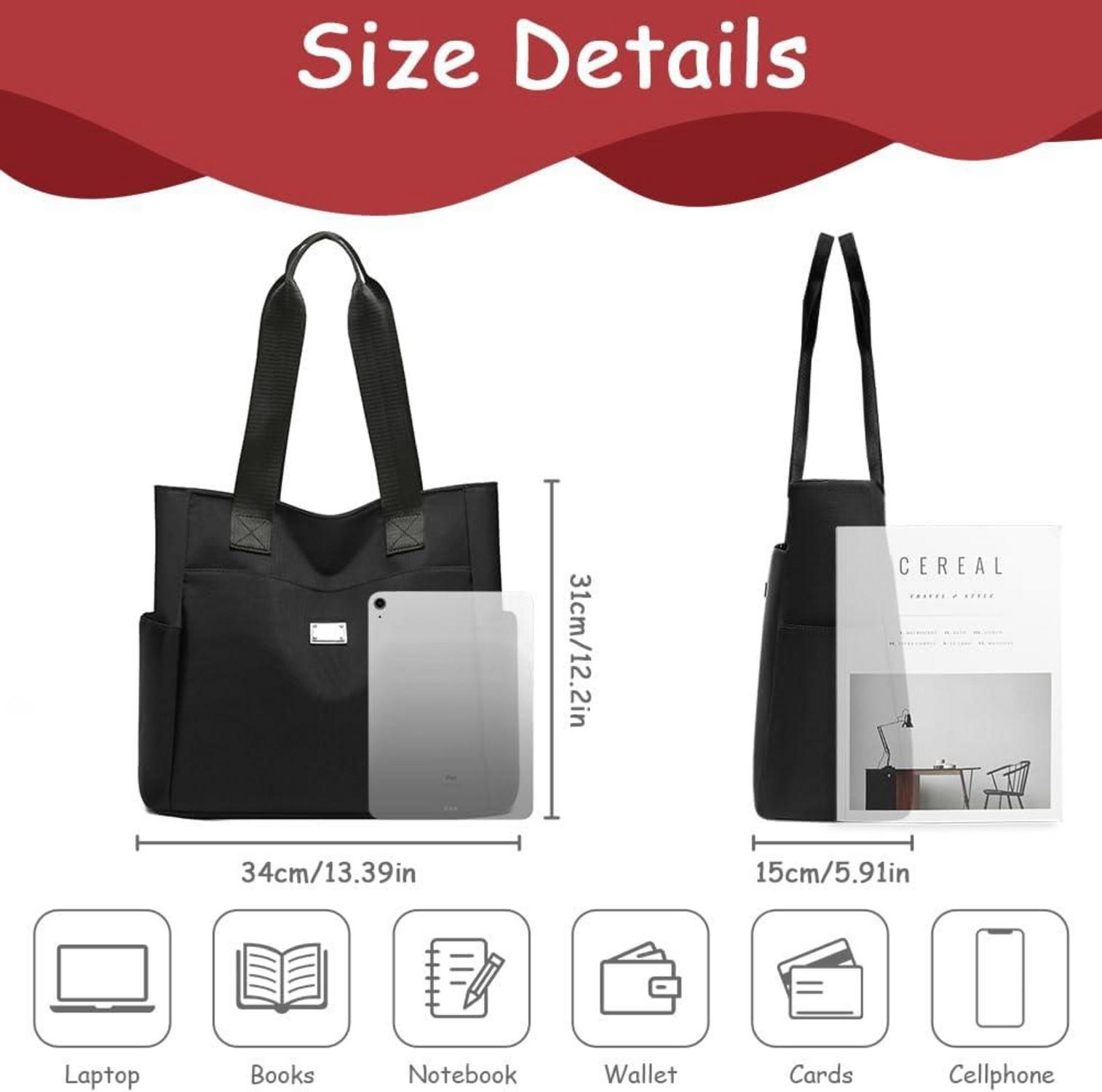 Damen Nylon Umhängetasche Schwarz Schultertasche Reißverschluss