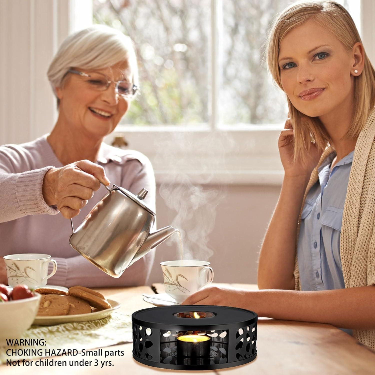 Stövchen Teewärmer Edelstahl Teelicht Warmhalter für Tee Kaffee Milch