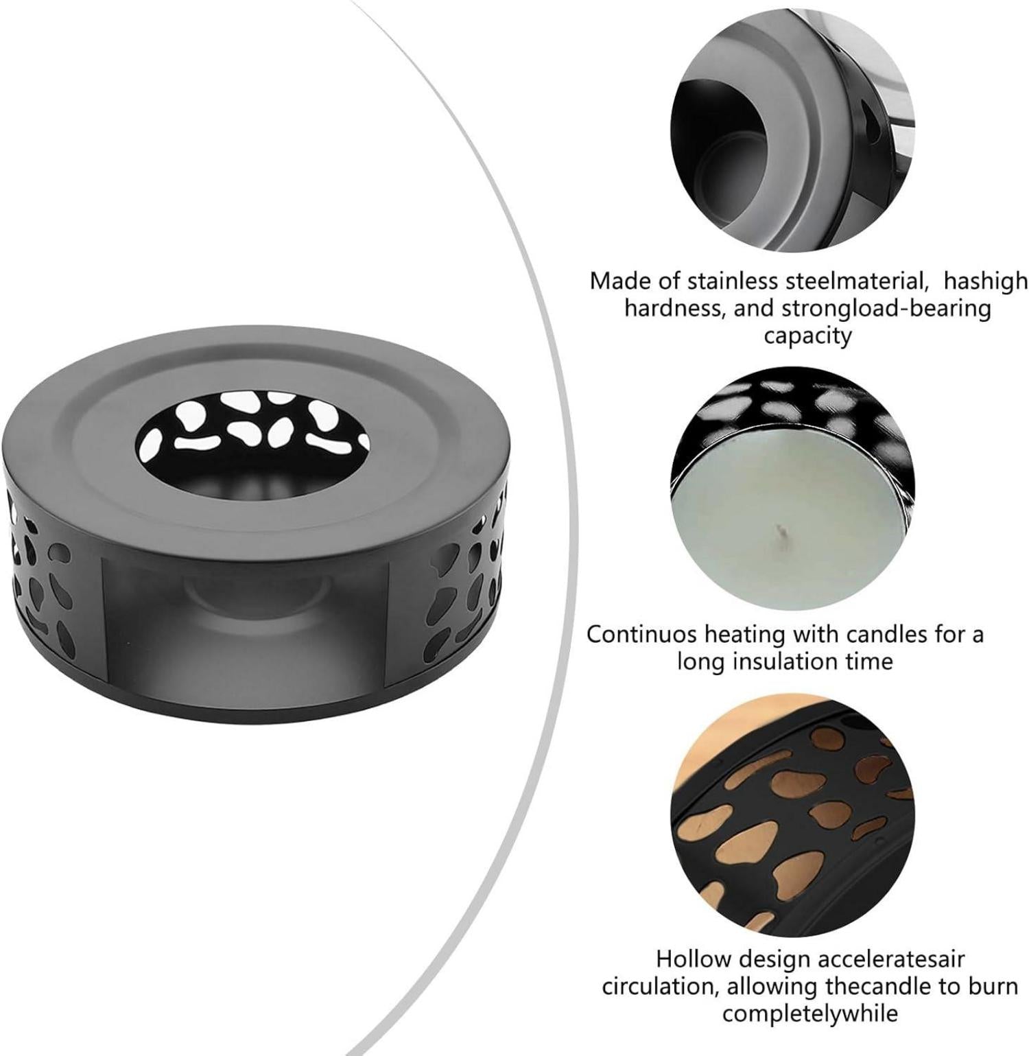 Edelstahl Stövchen Teewärmer Teelicht Warmhalter für Tee Kaffee Schwarz