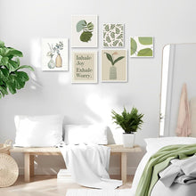 Abstrakte Botanische Wandbilder Grün Blumen Leinwand 6er Set