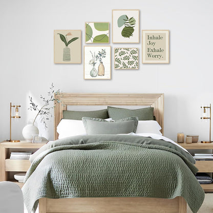 Abstrakte Blumen Wandbilder Salbei Grün Leinwandbilder Wohnzimmer Schlafzimmer