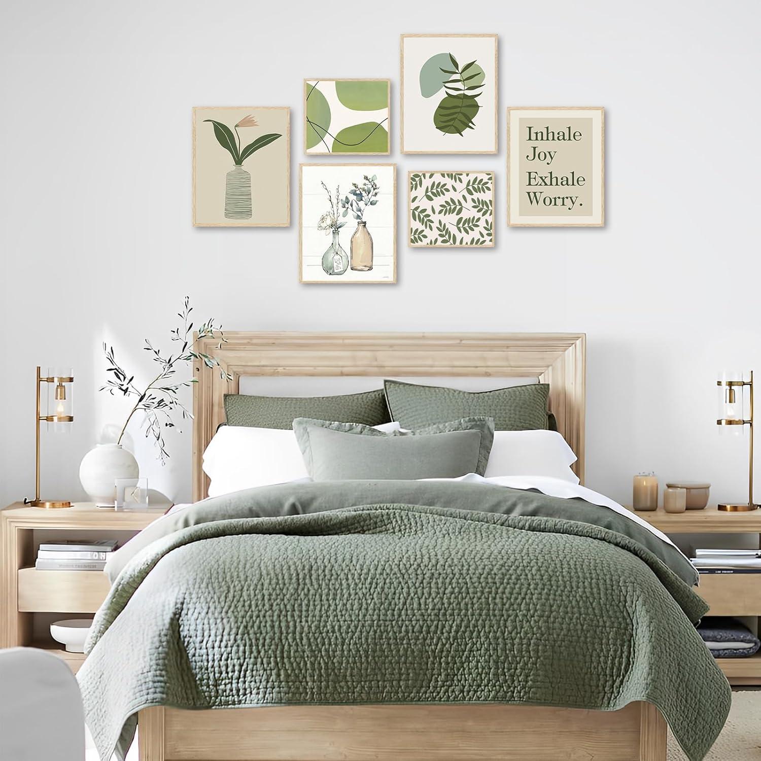 Abstrakte Blumen Wandbilder Salbei Grün Leinwandbilder Wohnzimmer Schlafzimmer