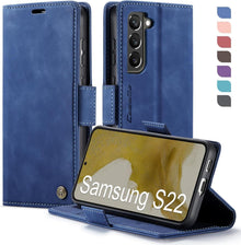 Samsung Galaxy S22 5G Hülle PU Leder Flip Case Blau RFID Tasche