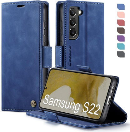 Samsung Galaxy S22 5G Hülle PU Leder Flip Case Blau RFID Tasche