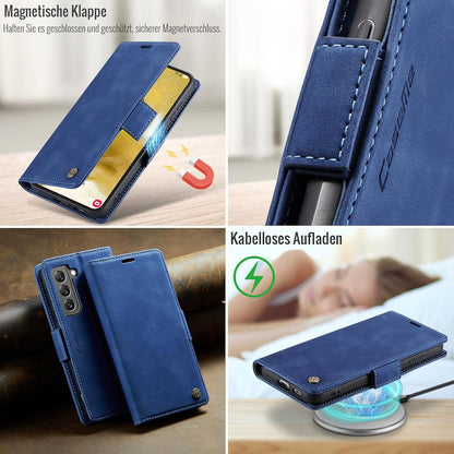 Samsung Galaxy S22 5G Handyhülle PU Lederhülle RFID Schutz Blau
