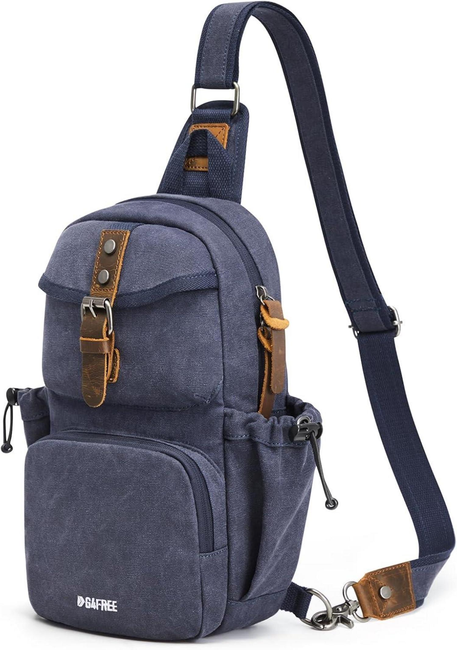Leichte Retro Canvas Brusttasche für Herren - Blau