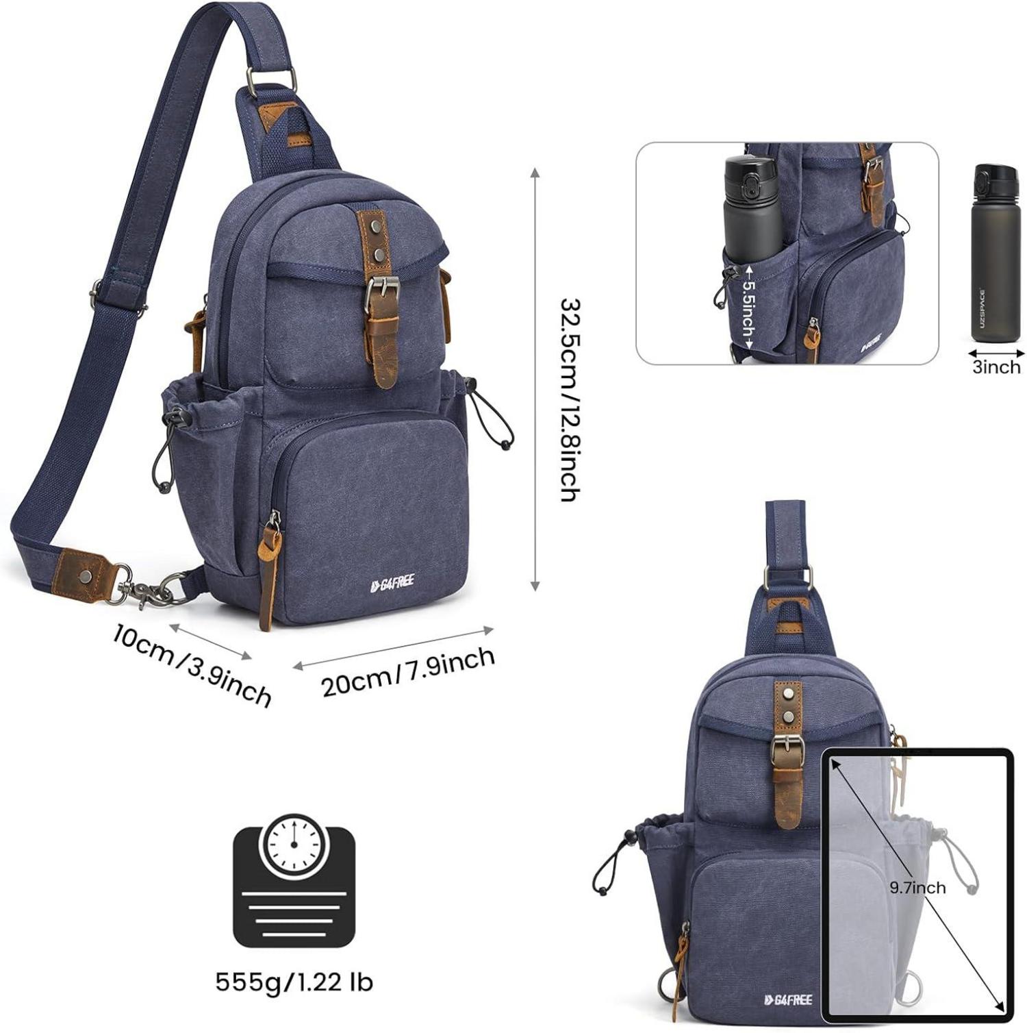 G4Free Canvas Brusttasche mit Verstellbarem Schultergurt