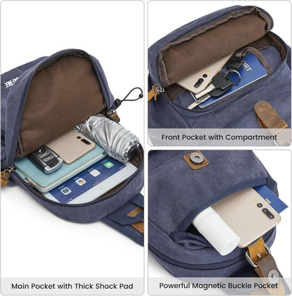 Leichte Retro Canvas Brusttasche für Herren - Blau