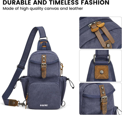 G4Free Canvas Brusttasche Herren Unisex Retro-Schultertasche Blau