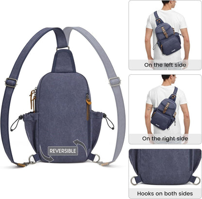 Canvas Brusttasche Herren Blau Retro Stil Reise Arbeit