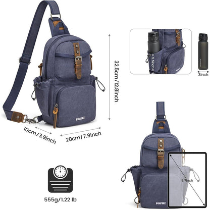 Canvas Brusttasche Herren Blau | Stylische Retro Umhängetasche für Reise & Alltag