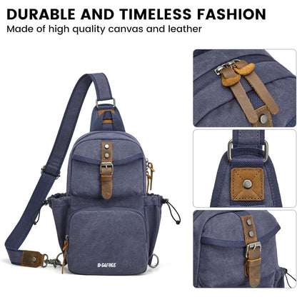 Canvas Brusttasche Herren Blau | Stylische Retro Umhängetasche für Reise & Alltag