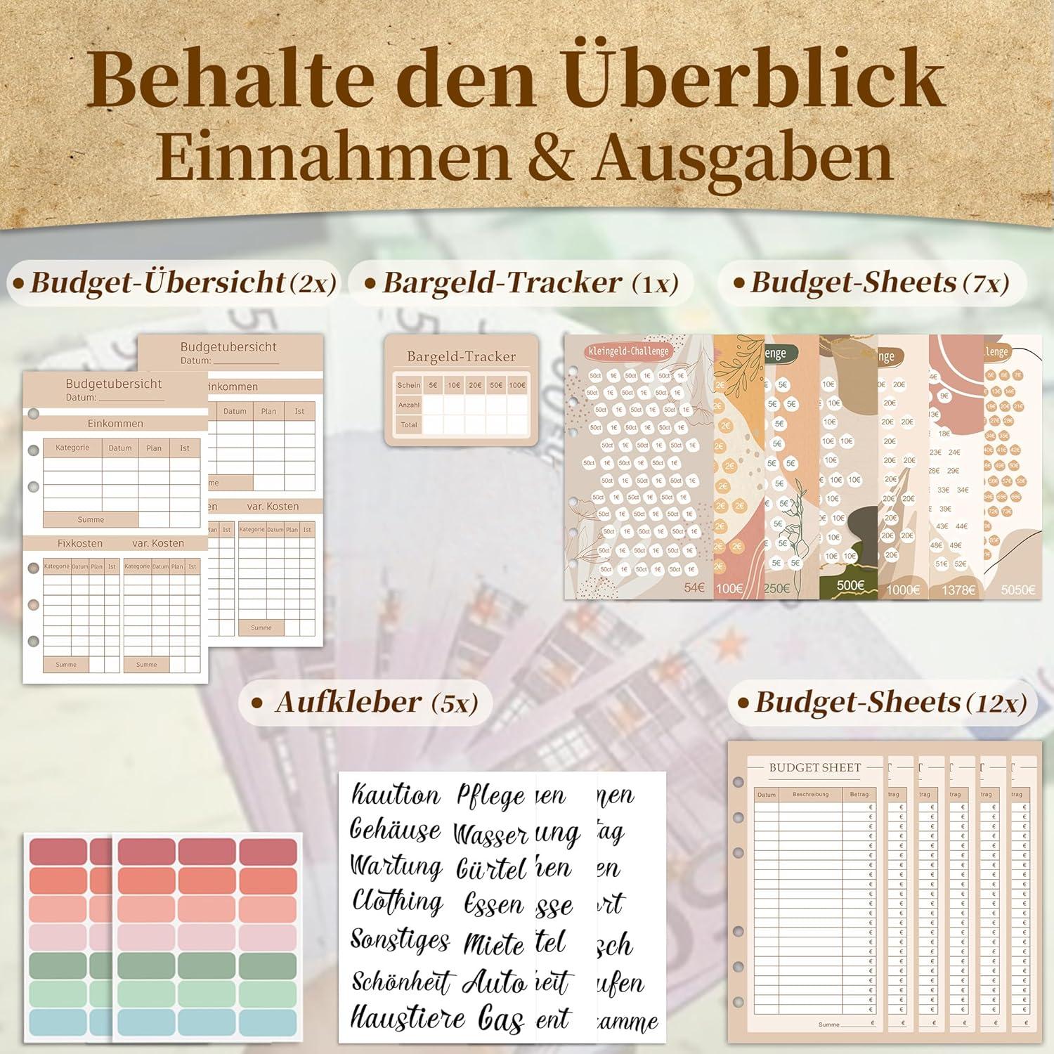 Budget Planner Deutsch A6 Binder Sparbuch Geld Organizer