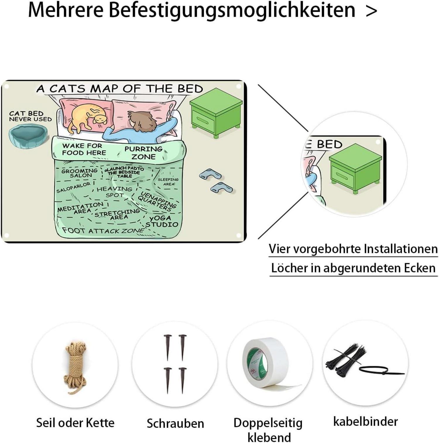 Yiruhe Katzenbett Karte Metall Deko 20x30 cm für Home Study