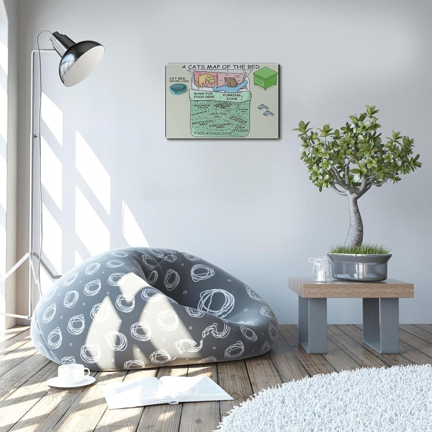 Lustiges Katzenkarten-Bettschild Metall Dekoration 20x30 cm