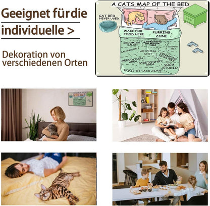 Katze Karte Bett Schild Dekoration Metall 20x30cm