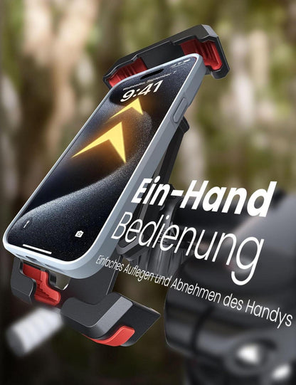 Fahrrad Handyhalterung Lenker Universal für iPhone Samsung, mit 360° Drehung & stoßsicherer Halterung