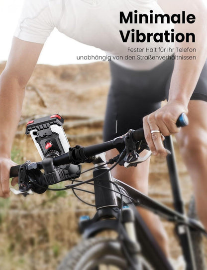 Fahrrad Handyhalterung Lenker Universal für iPhone Samsung, mit 360° Drehung & stoßsicherer Halterung