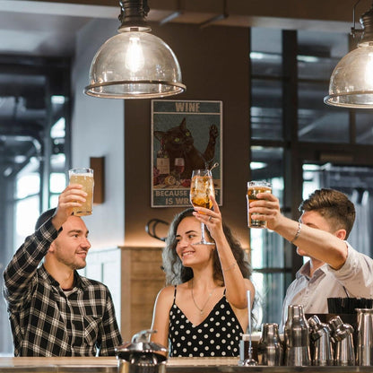 Yiruhe Vintage Metall Schild Katze trinken Wanddekoration 20x30cm