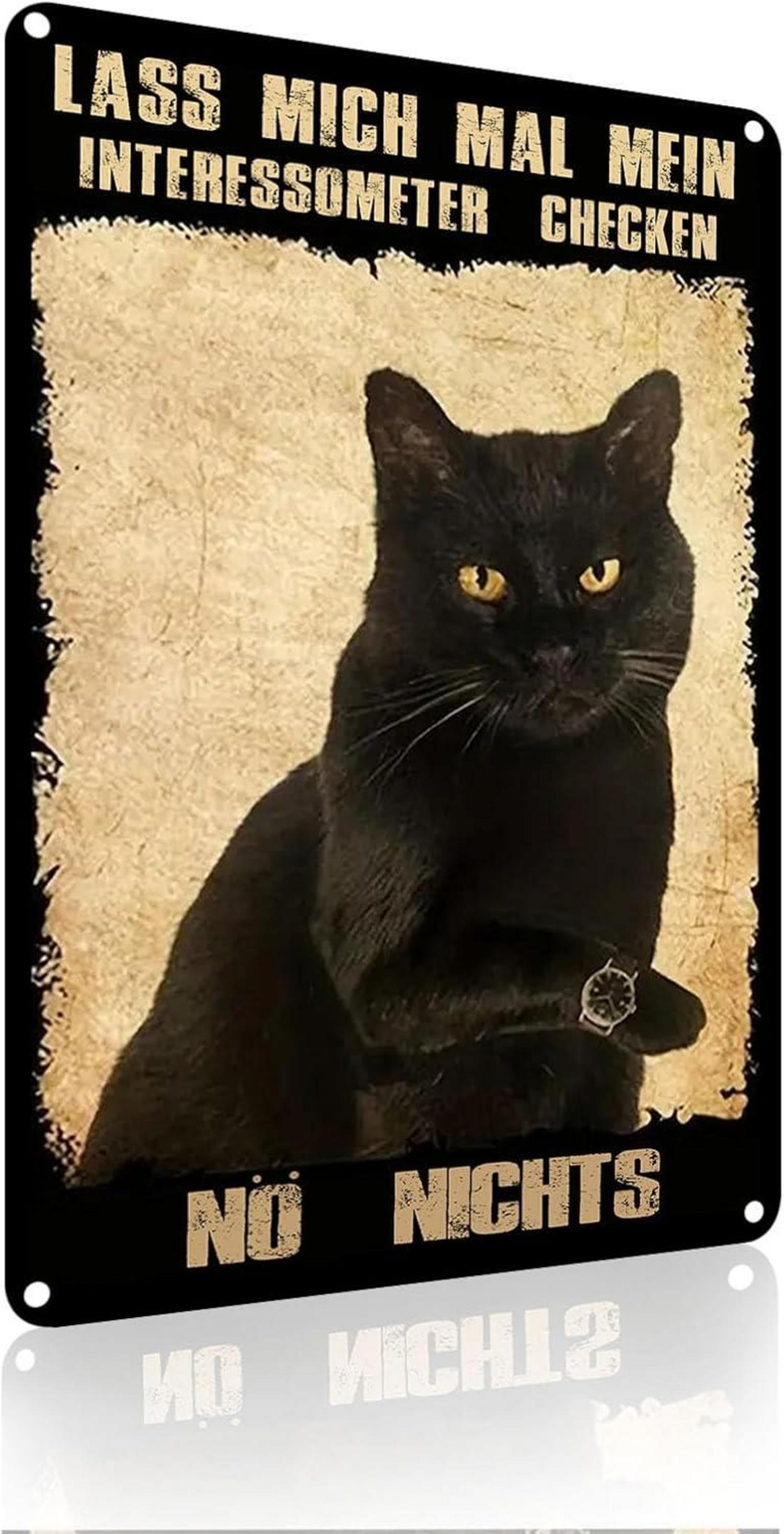 Retro Schild schwarze Katze Plakat Bar Bad Wandkunst 20x30cm