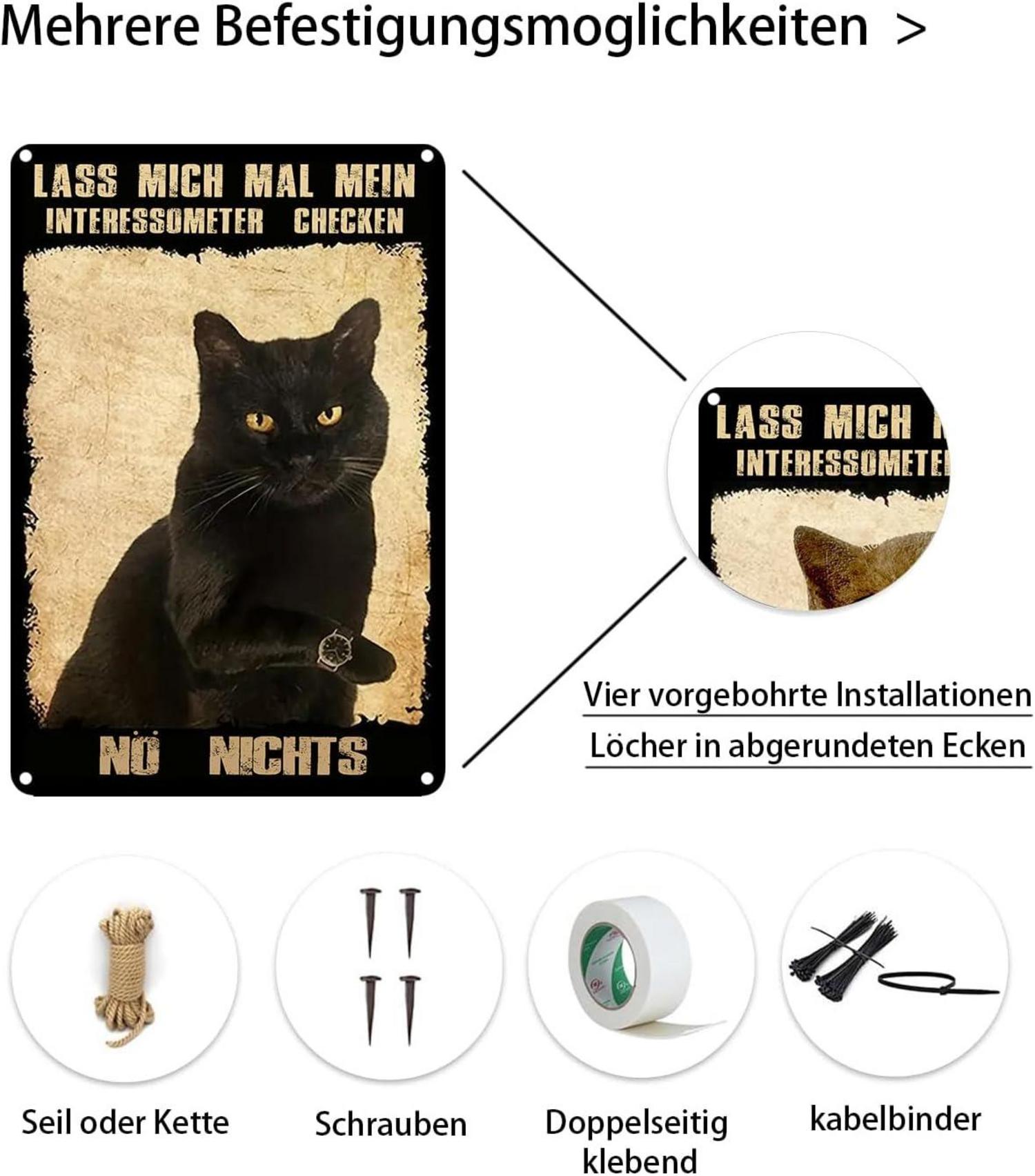 Retro Schild schwarze Katze Plakat Bar Bad Wandkunst 20x30cm