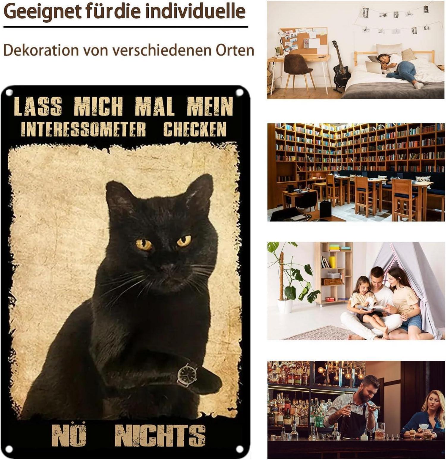 Retro Schild Schwarze Katze Deko Bar Bad Wandkunst 20x30cm