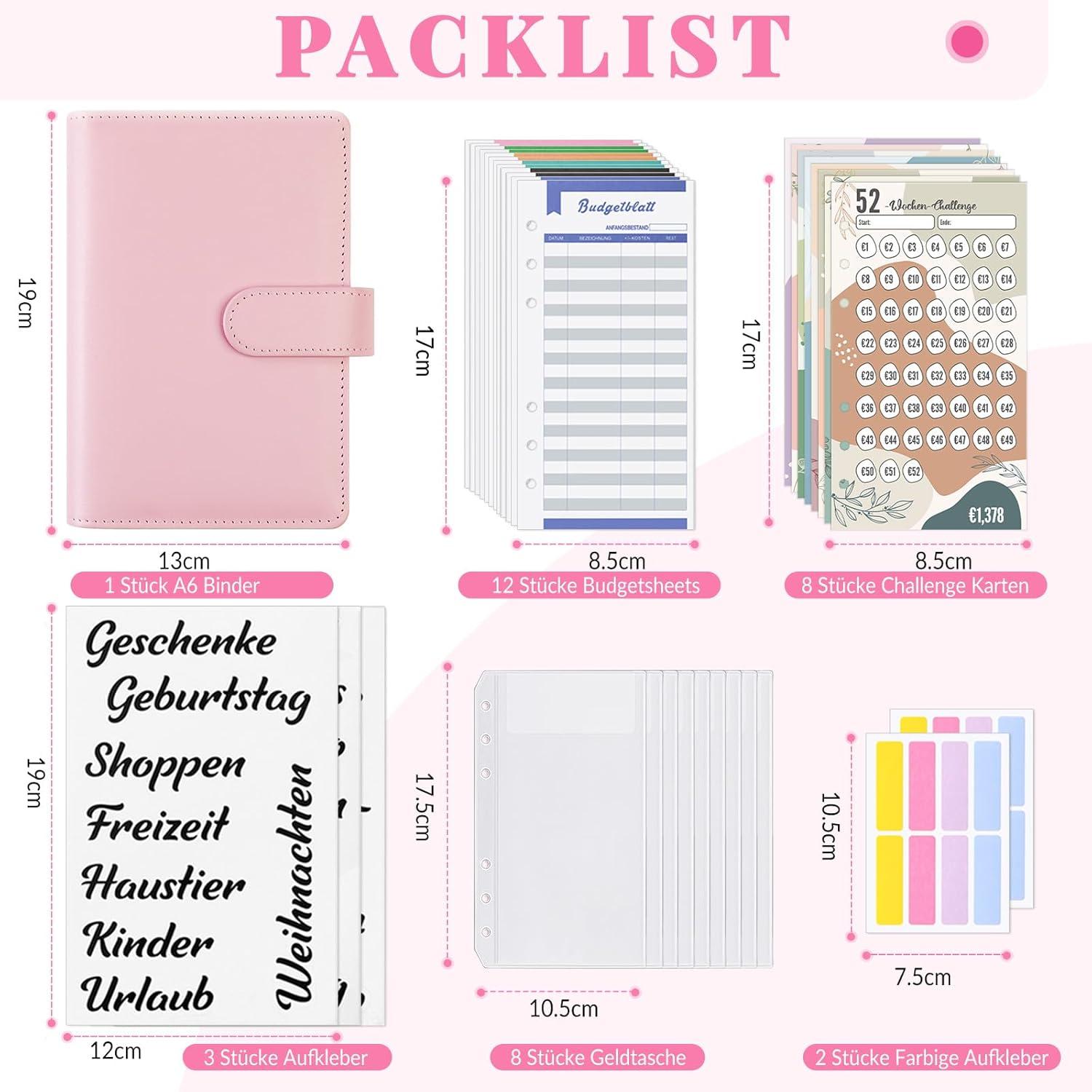 Budget Planner A6 Sparchallenge Budgetplaner Geld Binder mit