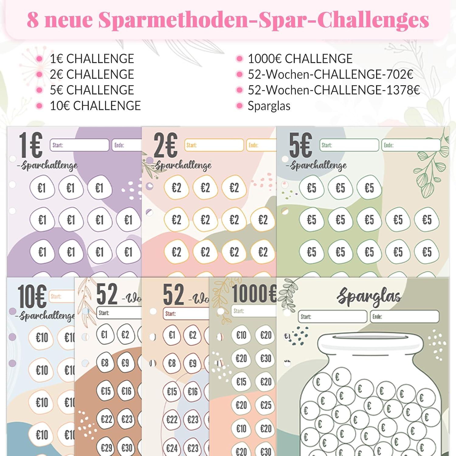 Budget Planner Deutsch A6 Sparchallenge Budgetplaner mit 8 Spar