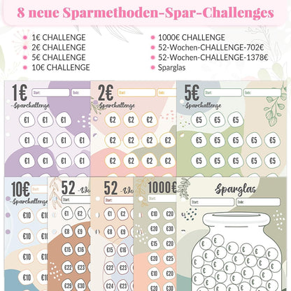 Budget Planner Deutsch A6 Sparchallenge Budgetplaner mit 8 Spar