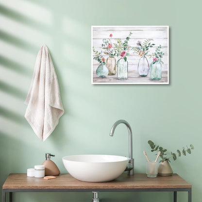 Rustikale Botanische Wandbilder Blumen Leinwand Deko 30x40cm