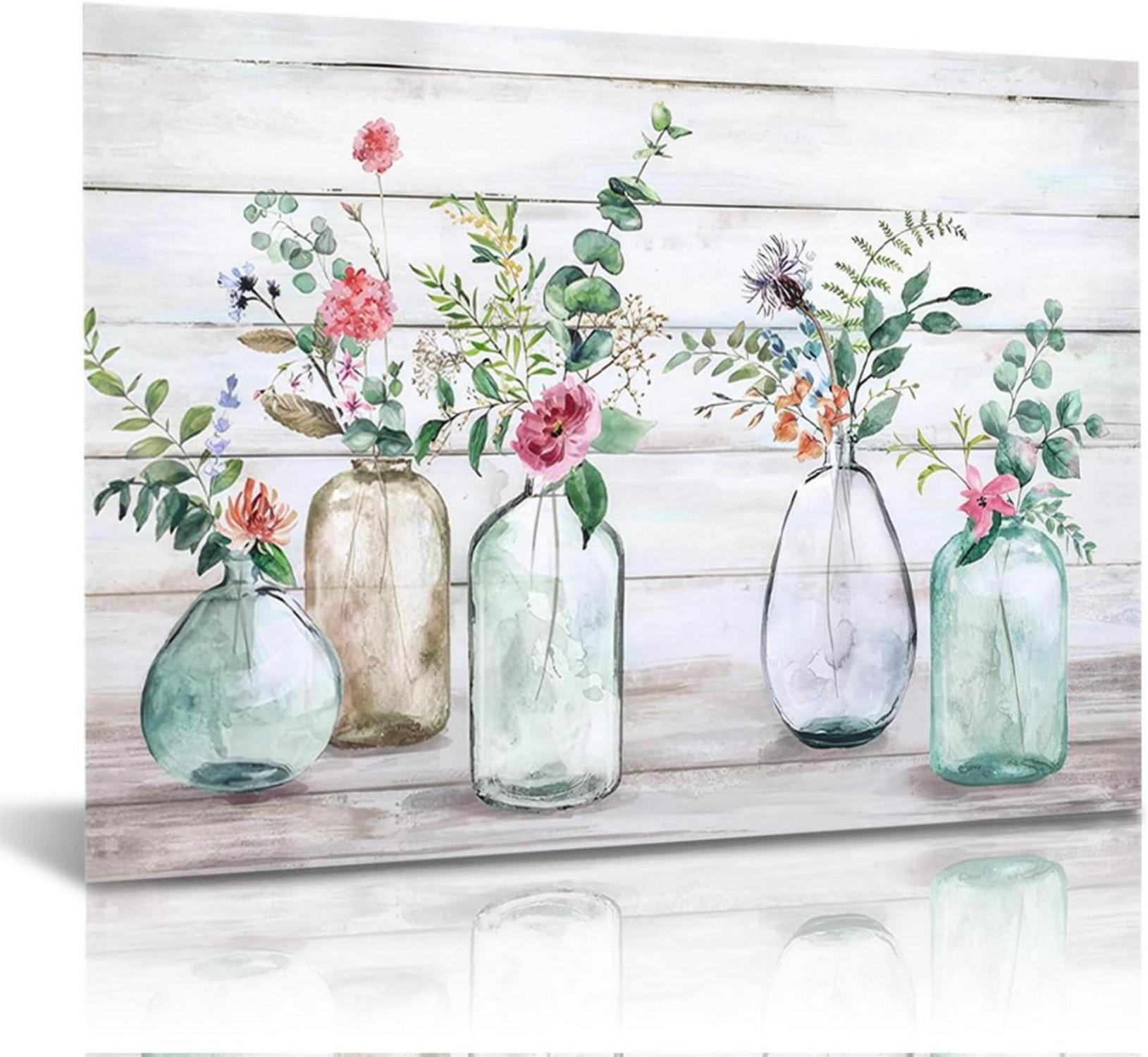 Botanische Wandbilder Bauernhaus Blumen Leinwand 30x40cm