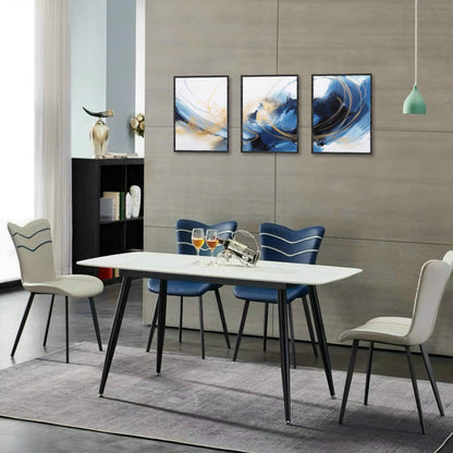 Moderne Abstrakte Leinwand Bilder Blau Schwarz Gold 30x40 cm 3er Set