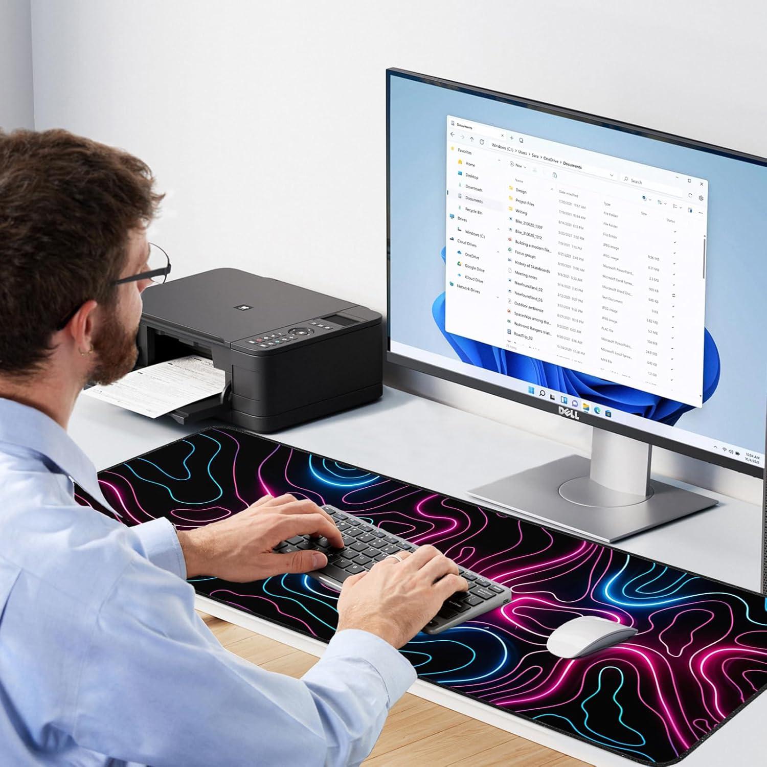 Gaming Mauspad XXL 800x300mm, Rutschfeste Gummibasis, Desk Mat für