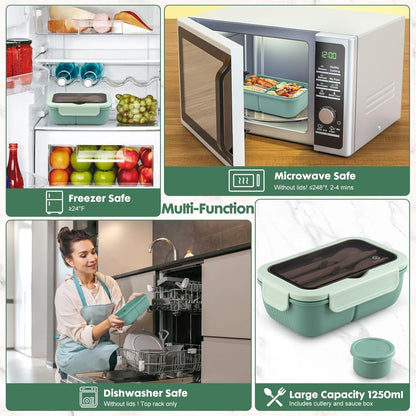 Brotdose mit Trennfächern Set 1250ml Lunchbox Kinder