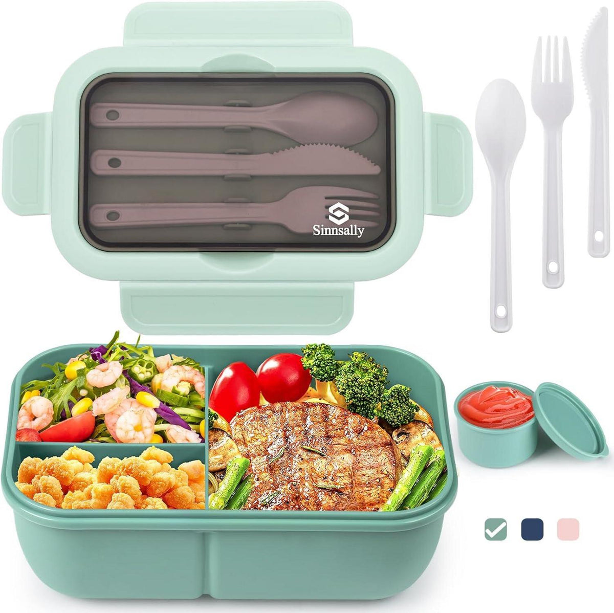 Brotdose mit Trennfächern Set Lunchbox 1250ml Kinder Erwachsene