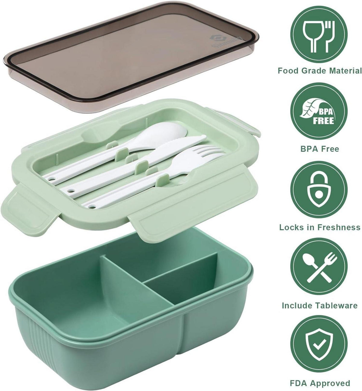 Brotdose mit Trennfächern Set Lunchbox 1250ml Kinder Erwachsene