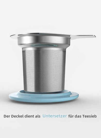 Porzellan Teetasse Mit Sieb Und Deckel, 450ml, Türkis