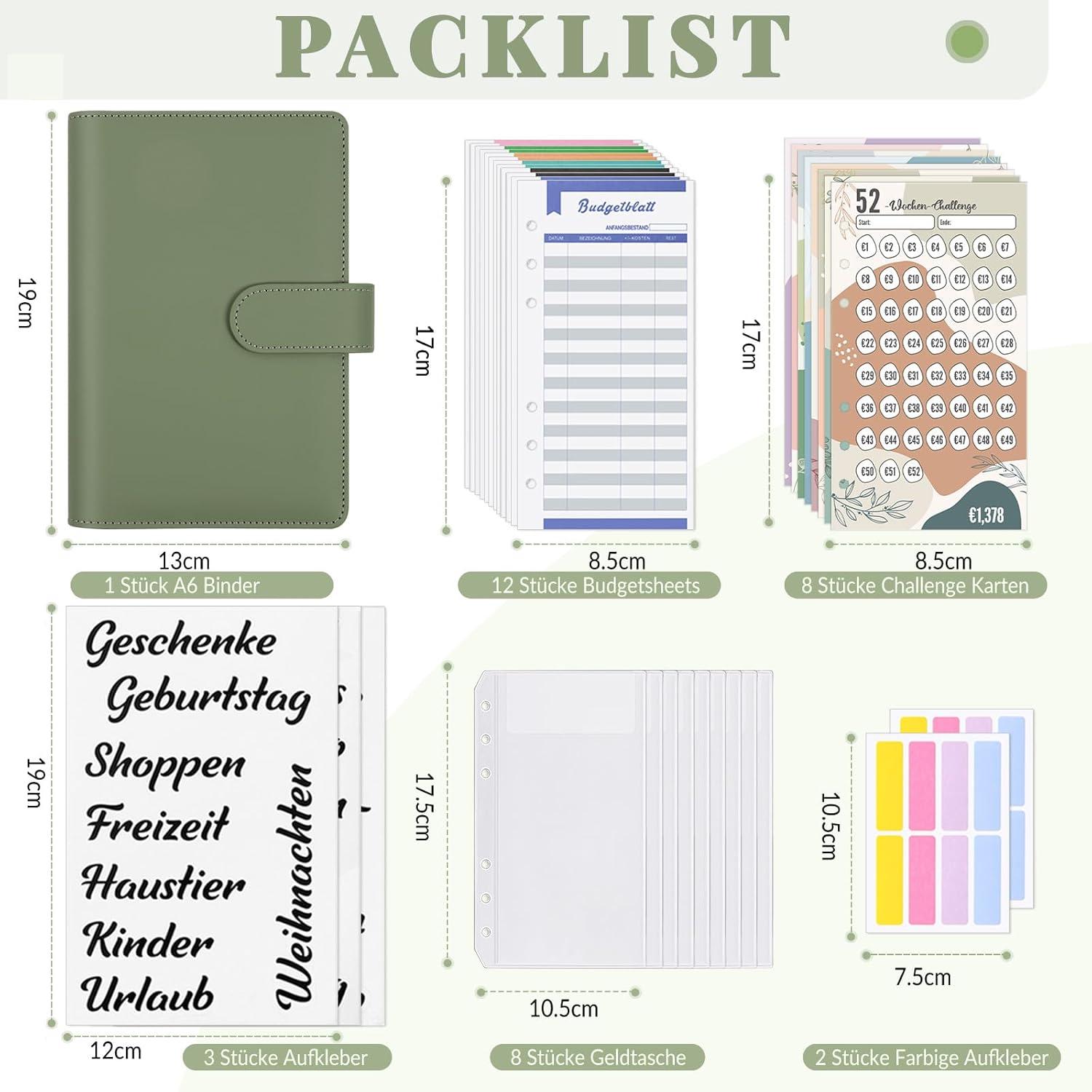 Budget Planner A6 Sparchallenge Budgetbinder mit 8
