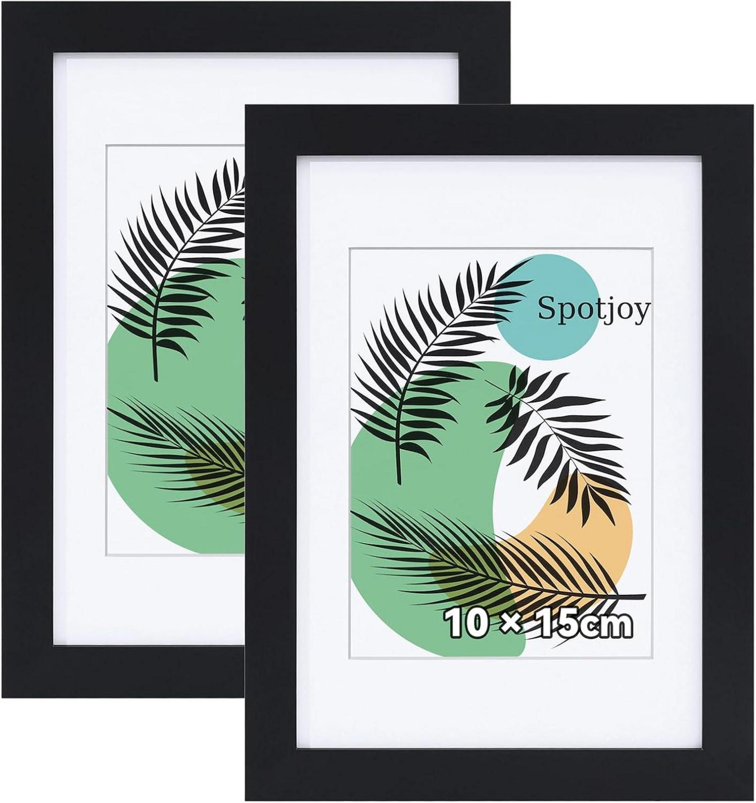 Fotorahmen 10x15 cm 2er Set Schwarz mit Passepartout Acrylglas