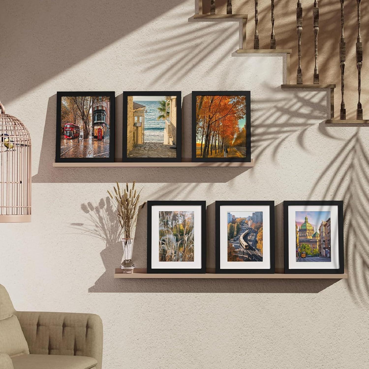 Bilderrahmen 10x15cm 2er Set Passepartout Schwarz Acrylglas Holzrahmen